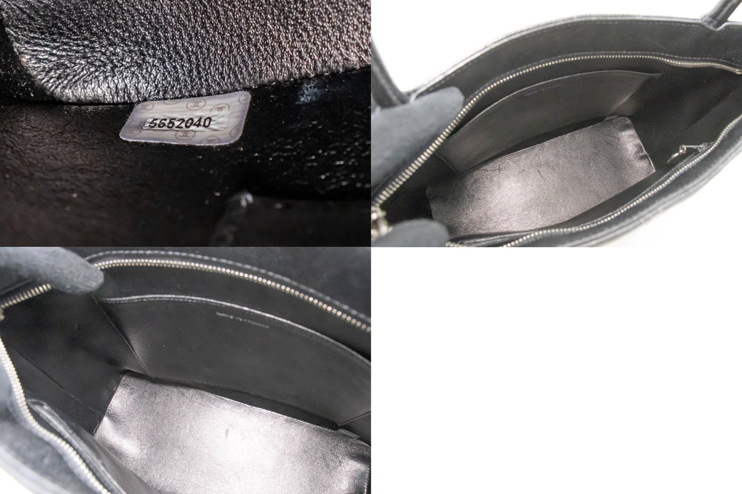 CHANEL Schultertasche aus silberner Medaillon-Caviar-Leder, Einkaufstasche, Schwarz, SV n42 hannari-shop