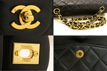 CHANEL Classic Double Flap 9" Chain Shoulder Bag Black Lambskin p68 hannari-shop