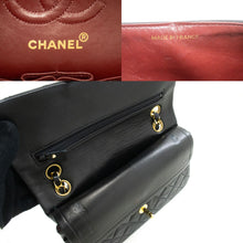 CHANEL Classic Double Flap 9" Chain Shoulder Bag Black Lambskin p68 hannari-shop