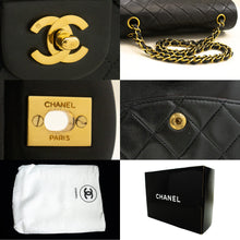 CHANEL Classic Double Flap 10" Chain Shoulder Bag Black Lambskin m78 hannari-shop