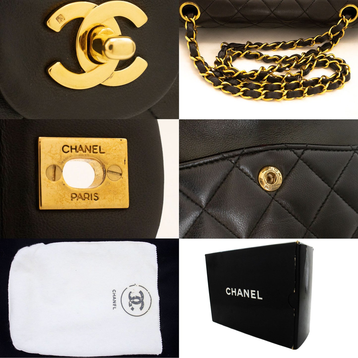 CHANEL Classic Double Flap 9" Chain Skuldertaske Sort Lammeskind ai7 hannari-shop