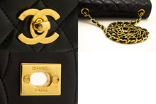 CHANEL Half Moon Chain Shoulder Bag Crossbody Black Quilted Flap n04 hannari-shop