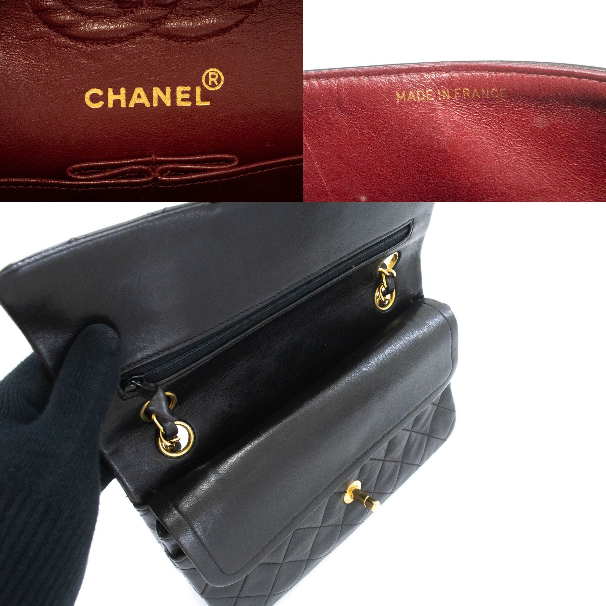 CHANEL Classic Double Flap 9" Chain Skuldertaske Sort Lammeskind ai7 hannari-shop