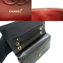 CHANEL Classic Double Flap 10" Chain Shoulder Bag Black Lambskin m78 hannari-shop