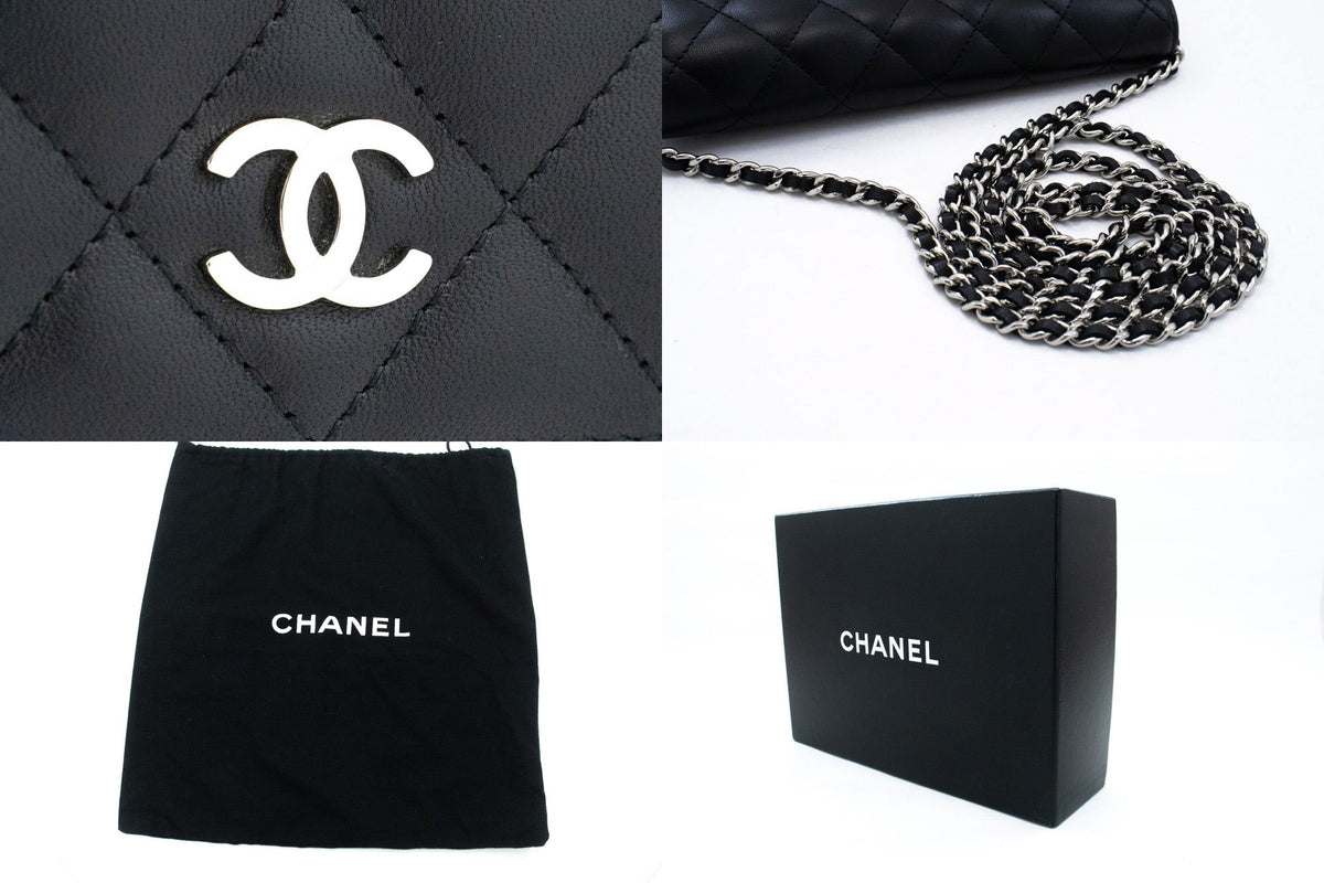 CHANEL Black Classic Wallet On Chain WOC Shoulder Bag Lambskin ap5 — ferrures hannari-shop