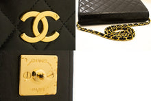 CHANEL Full Flap Chain Shoulder Bag Clutch Black Quilted Lambskin n43 hannari-shop