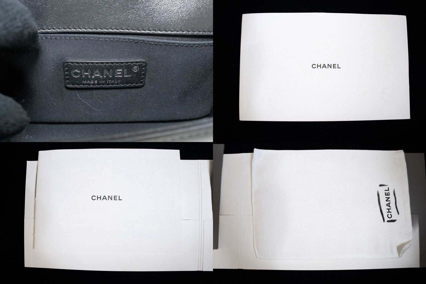 CHANEL Small Boy Chain Skuldertaske Sort Quiltet Klap Kalveskind p93 hannari-shop