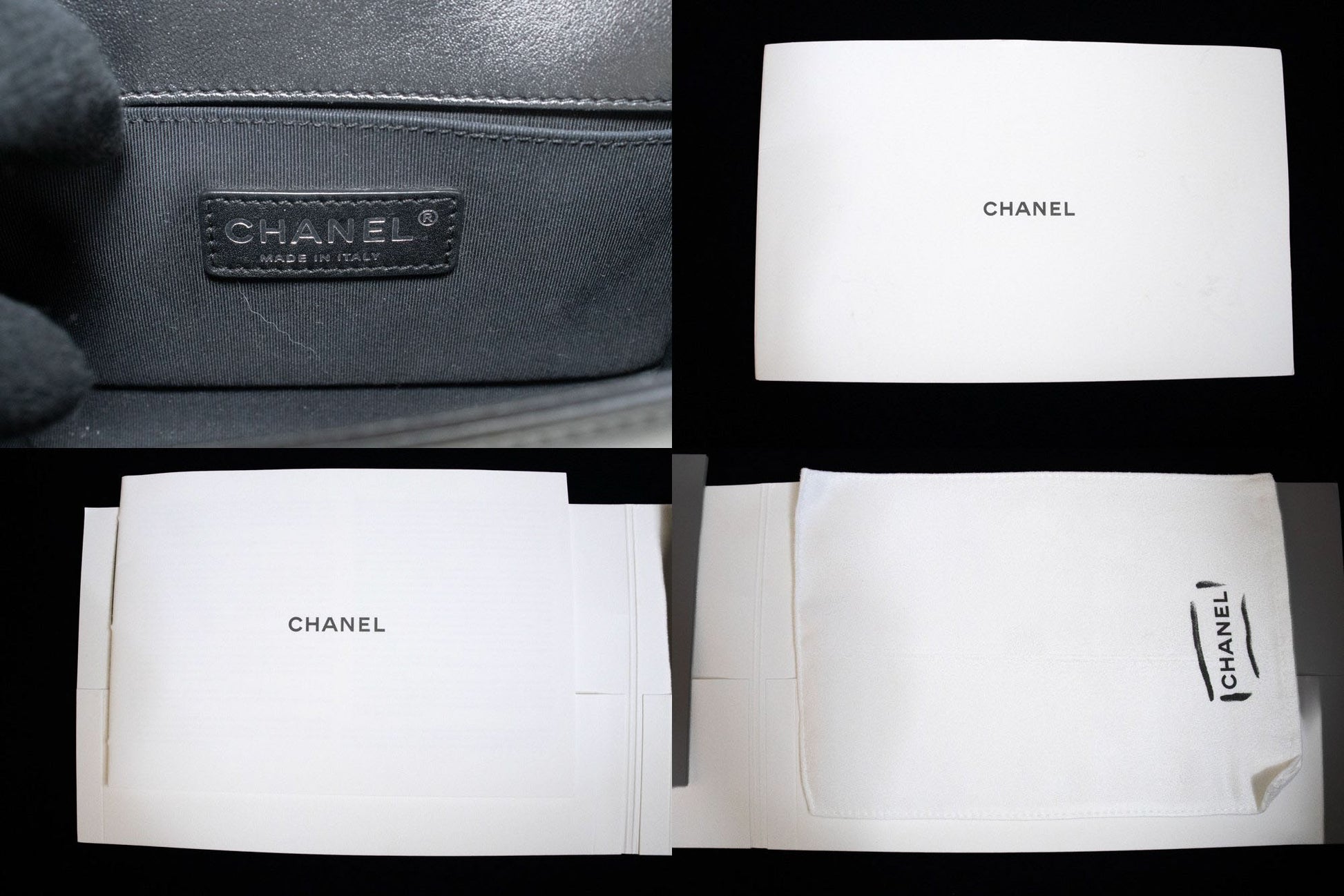 CHANEL Small Boy Chain Skuldertaske Sort Quiltet Klap Kalveskind p93 hannari-shop