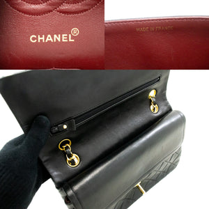 CHANEL Classic Double Flap 10" Chain Shoulder Bag Black Lambskin m48 hannari-shop