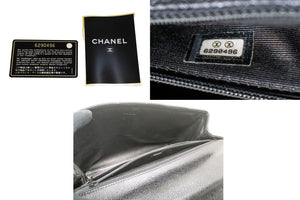 CHANEL Grained Calfskin Handbag Top Handle Bag Kelly Black Flap p08 hannari-shop