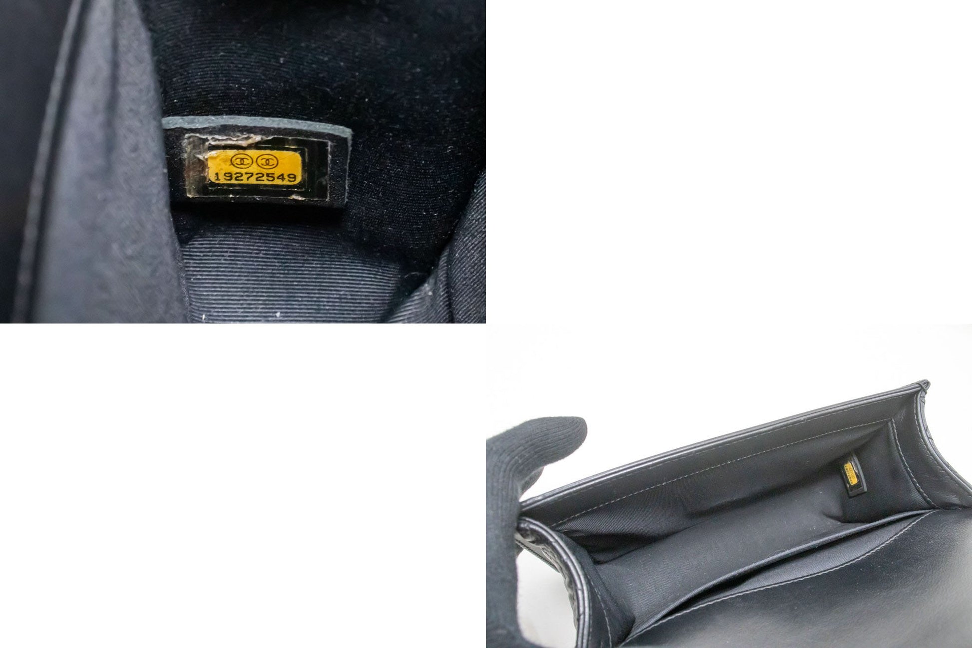 CHANEL Small Boy Chain Skuldertaske Sort Quiltet Klap Kalveskind p93 hannari-shop