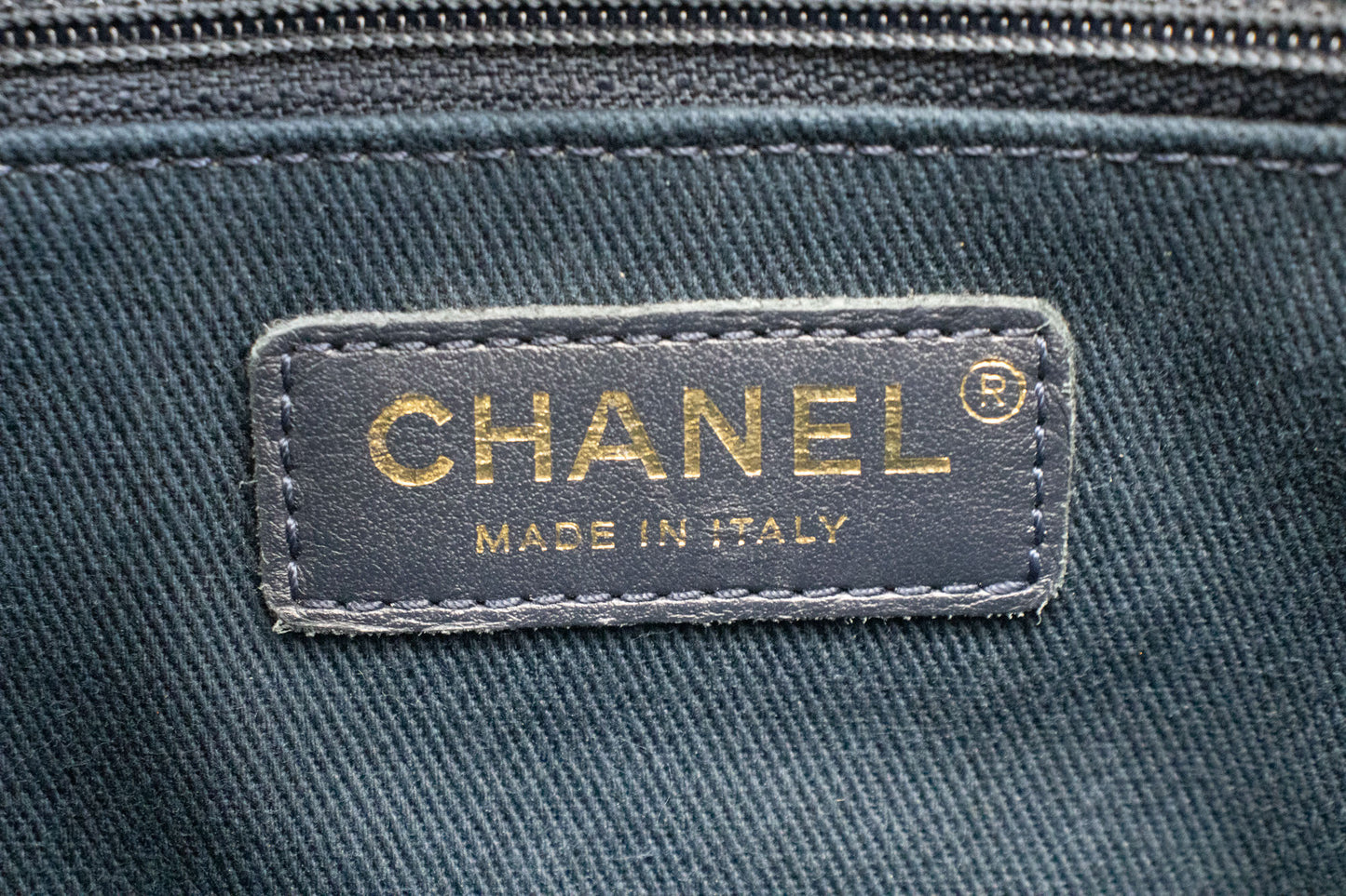 CHANEL Navy Gegranuleerd Kalfsleder Schoudertas Handtas Gewatteerd p44 hannari-shop