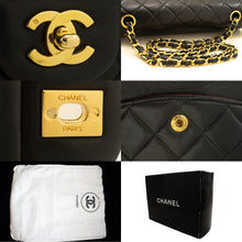 CHANEL Classic Double Flap 10" Chain Shoulder Bag Black Lambskin p84 hannari-shop