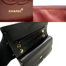 CHANEL Classic Double Flap 10" Chain Shoulder Bag Black Lambskin p84 hannari-shop