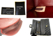 CHANEL Classic Double Flap 10" Chain Shoulder Bag Black Lambskin p84 hannari-shop