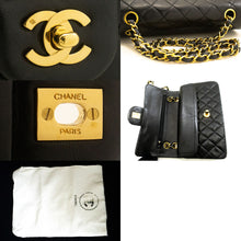 CHANEL Classic Double Flap 9" Chain Shoulder Bag Black Lambskin p51 hannari-shop