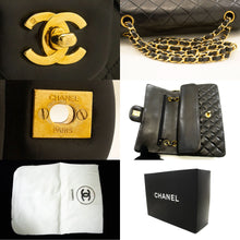 CHANEL Classic Double Flap 10" Chain Shoulder Bag Black Lambskin p64 hannari-shop