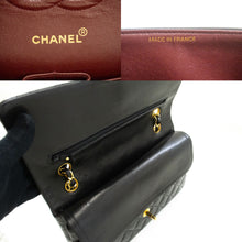 CHANEL Classic Double Flap 10" Chain Shoulder Bag Black Lambskin p64 hannari-shop