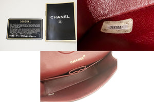 CHANEL Classic Double Flap 10" Chain Shoulder Bag Black Lambskin p64 hannari-shop