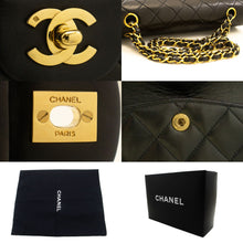 CHANEL Classic Double Flap 10" Chain Shoulder Bag Black Lambskin p16 hannari-shop