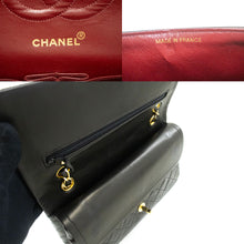 CHANEL Classic Double Flap 10" Chain Shoulder Bag Black Lambskin p16 hannari-shop