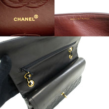 CHANEL Classic Double Flap 10" Chain Shoulder Bag Black Lambskin p61 hannari-shop