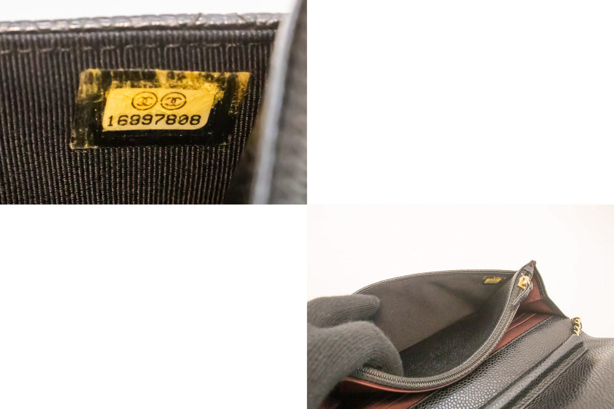 CHANEL جلد العجل المحبب Wallet On Chain WOC حقيبة كتف سوداء ap1 — الرقم التسلسلي hannari-shop