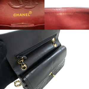 CHANEL Classic Double Flap 9" Chain Shoulder Bag Black Lambskin p48 hannari-shop