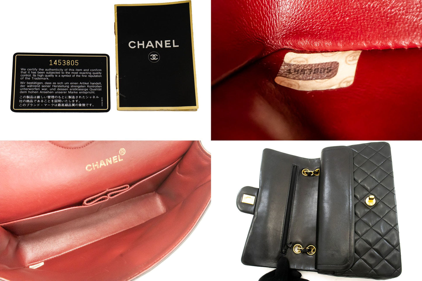 Sac à bandoulière CHANEL Classic Double Flap 10" en agneau noir avec chaîne ah7 hannari-shop
