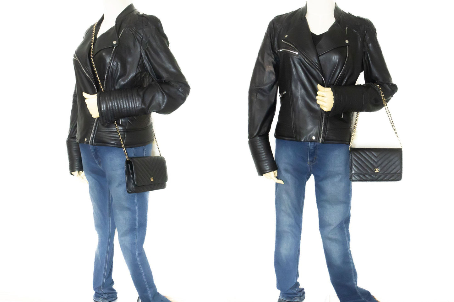 CHANEL V-Stitch kalveskind Wallet On Chain WOC skuldertaske med kæde ab2 hannari-shop