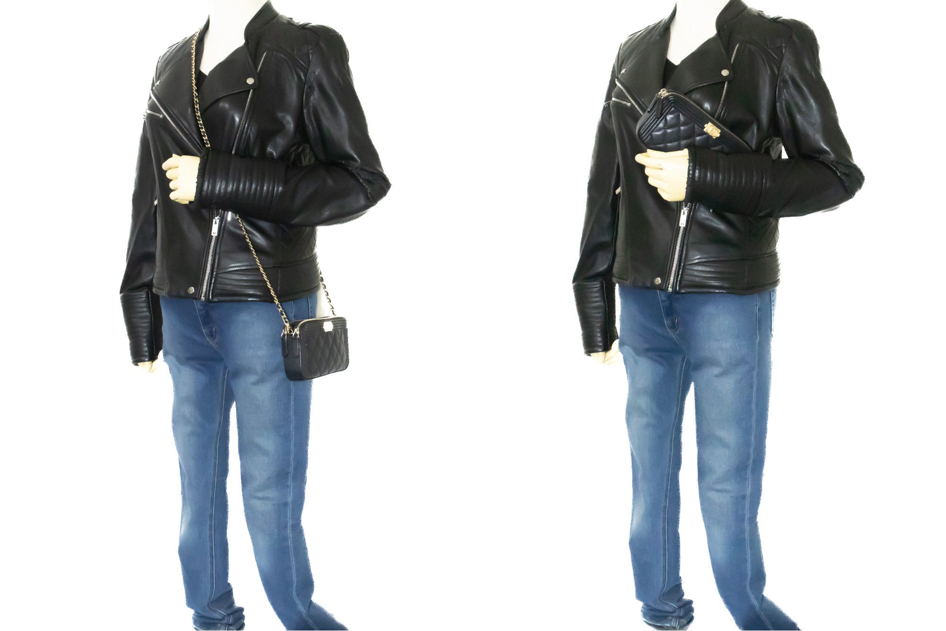 Portefeuille CHANEL Boy Noir Caviar Wallet On Chain WOC Double Zip Épaule n35 hannari-shop