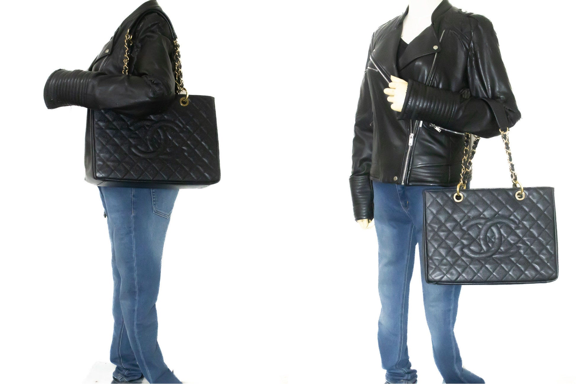 CHANEL Grained Calfskin GST 13" Shopping Tote Chain Skuldertaske p95 hannari-shop