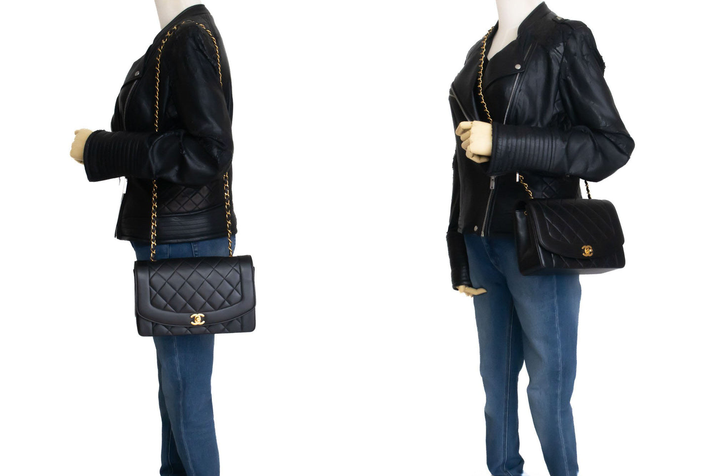 CHANEL Diana Flap Chain Shoulder Bag Black Quilted Lambskin ai3 hannari-shop