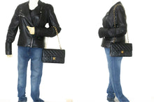 CHANEL Classic Double Flap 9" Chain Shoulder Bag Black Lambskin p68 hannari-shop