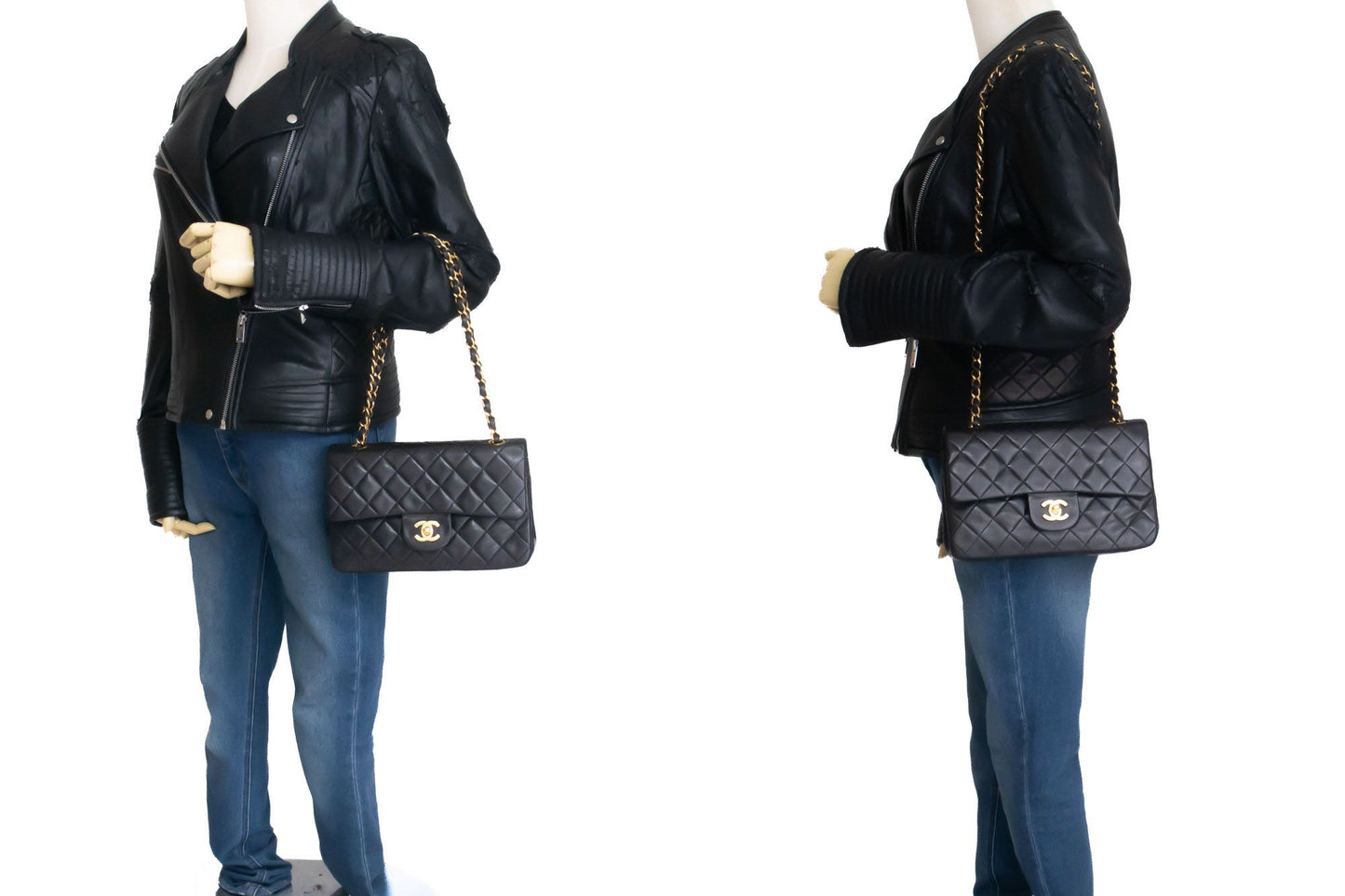 CHANEL Classic Double Flap 9" Chain Skuldertaske Sort Lammeskind ai7 hannari-shop