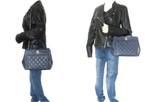 CHANEL Navy Grained Calfskin Leather Shoulder Bag Handbag Quilted p44 hannari-shop