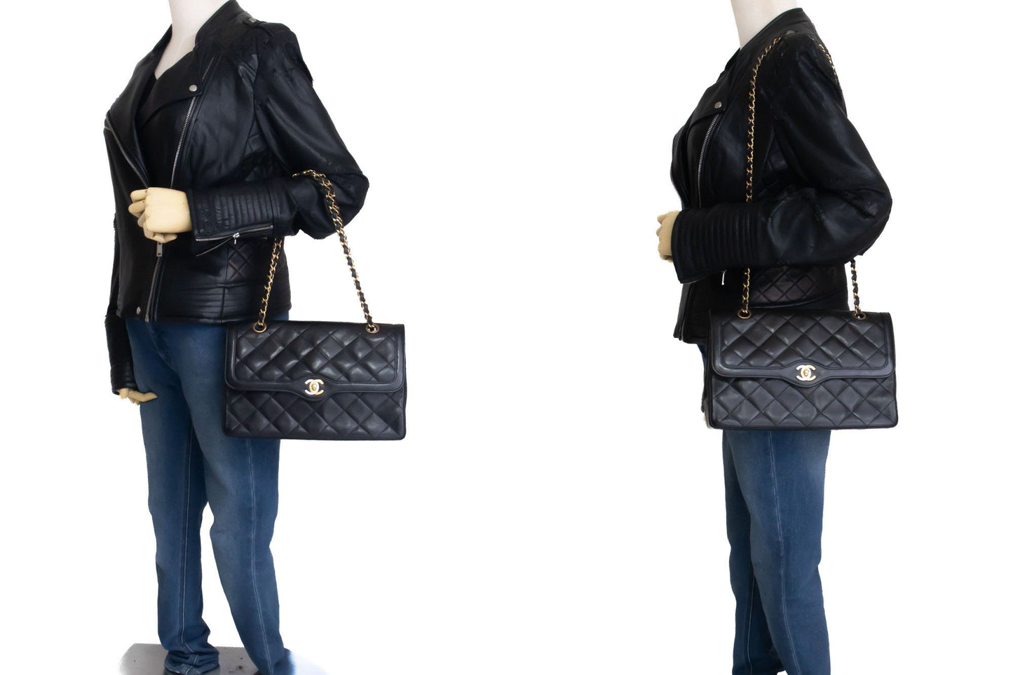 CHANEL Paris Limited Vintage Chain Shoulder Bag Black Quilted Flap ai9 hannari-shop