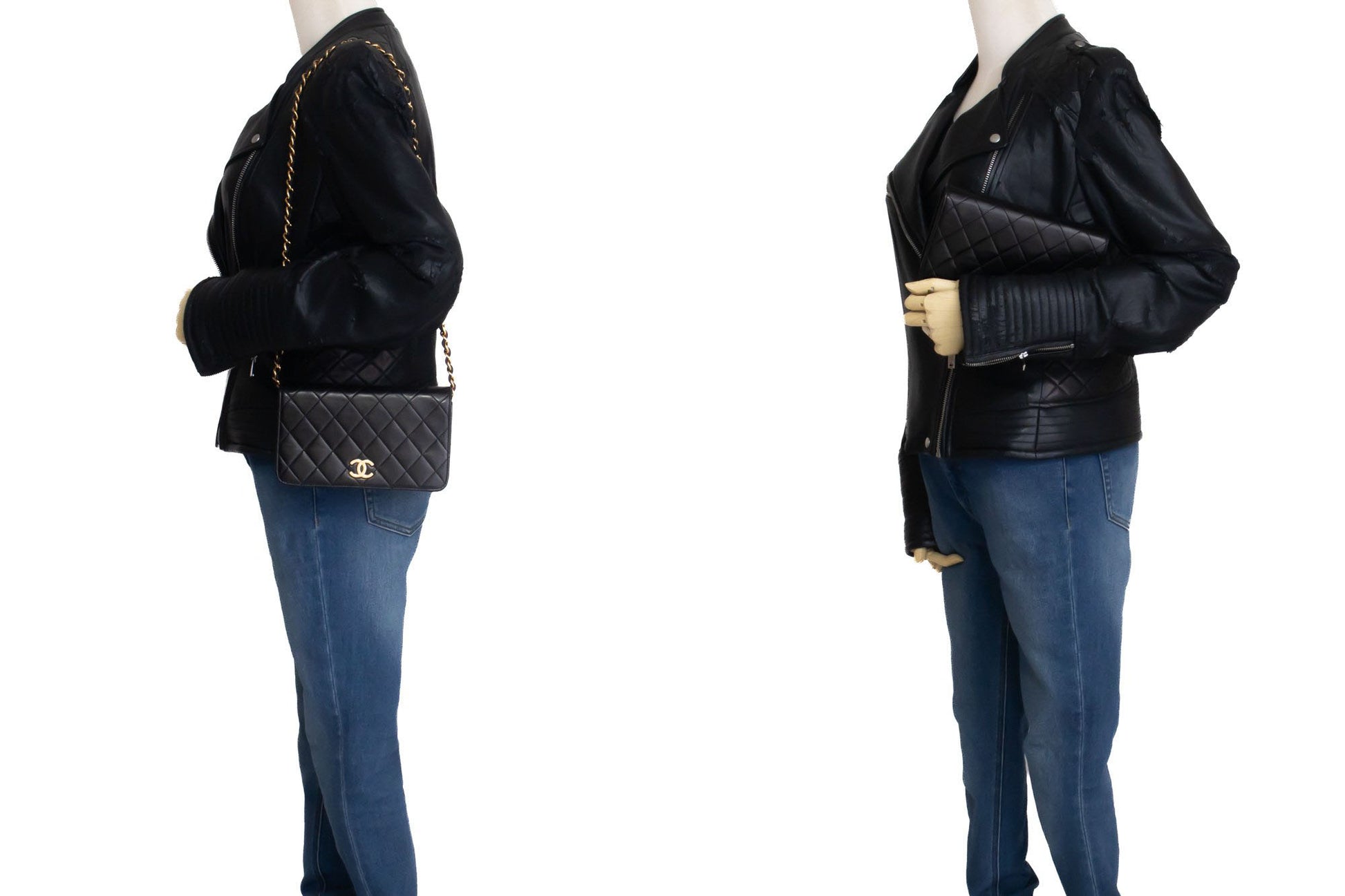 CHANEL Full Flap Small Chain Shoulder Bag Clutch Black Quilted aj1 hannari-shop