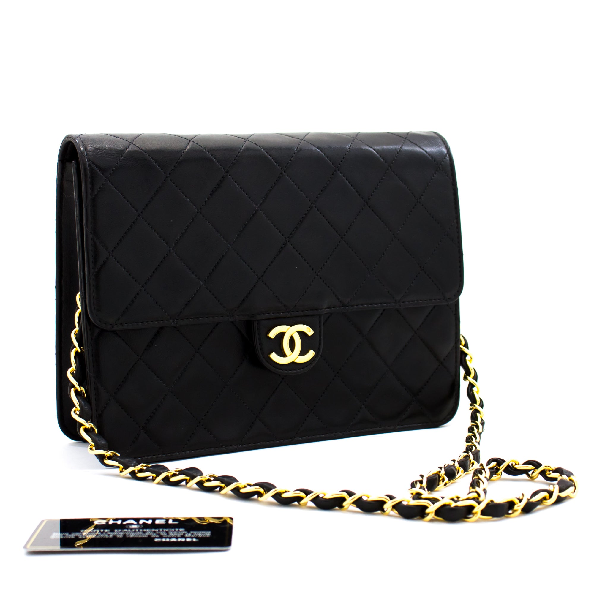CHANEL Matelasse Top Handle Mini Flap Hand Chain Shoulder Bag Black  90188597