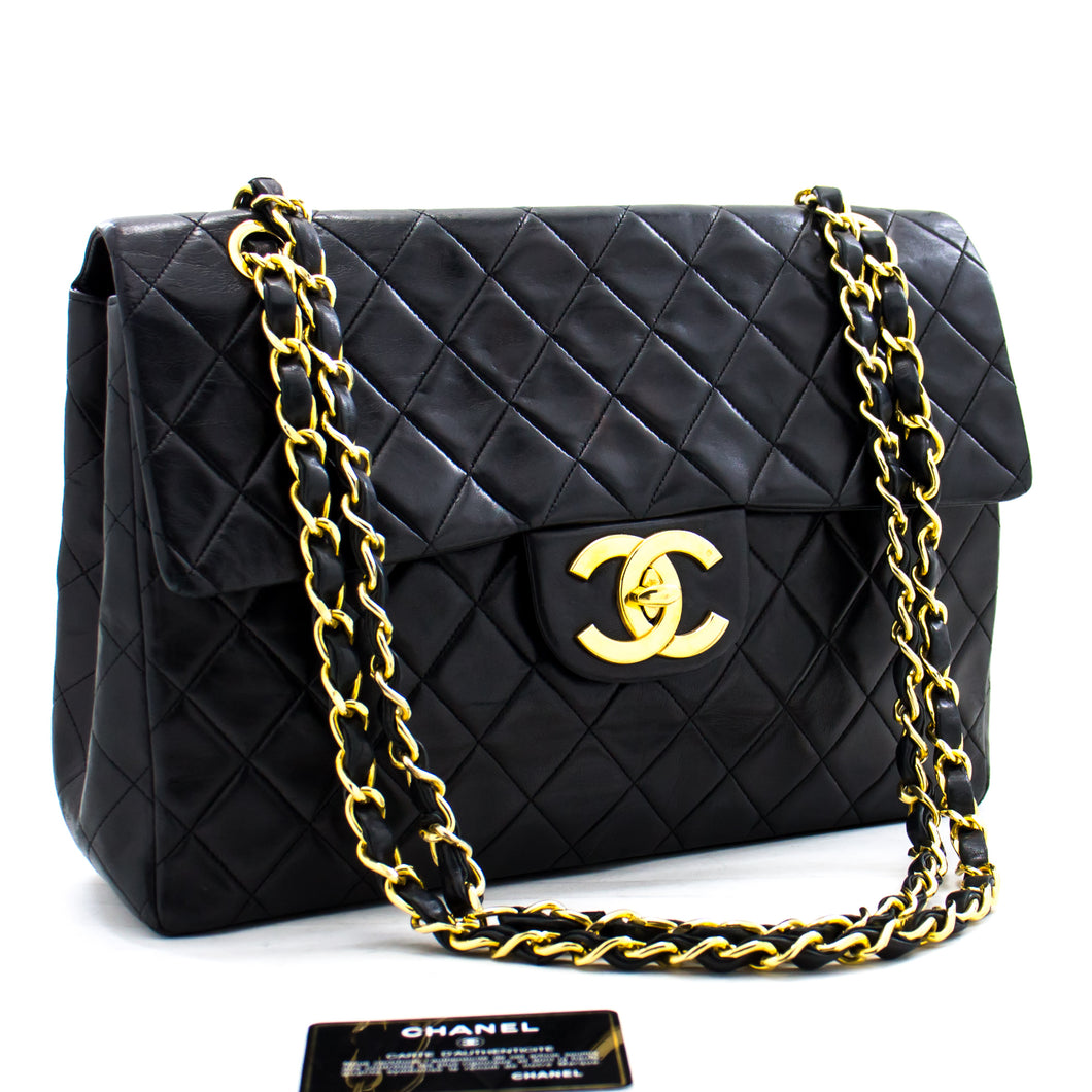 Authentic Chanel Black Lambskin Antik Boy Maxi Jumbo XL – Classic Coco  Authentic Vintage Luxury