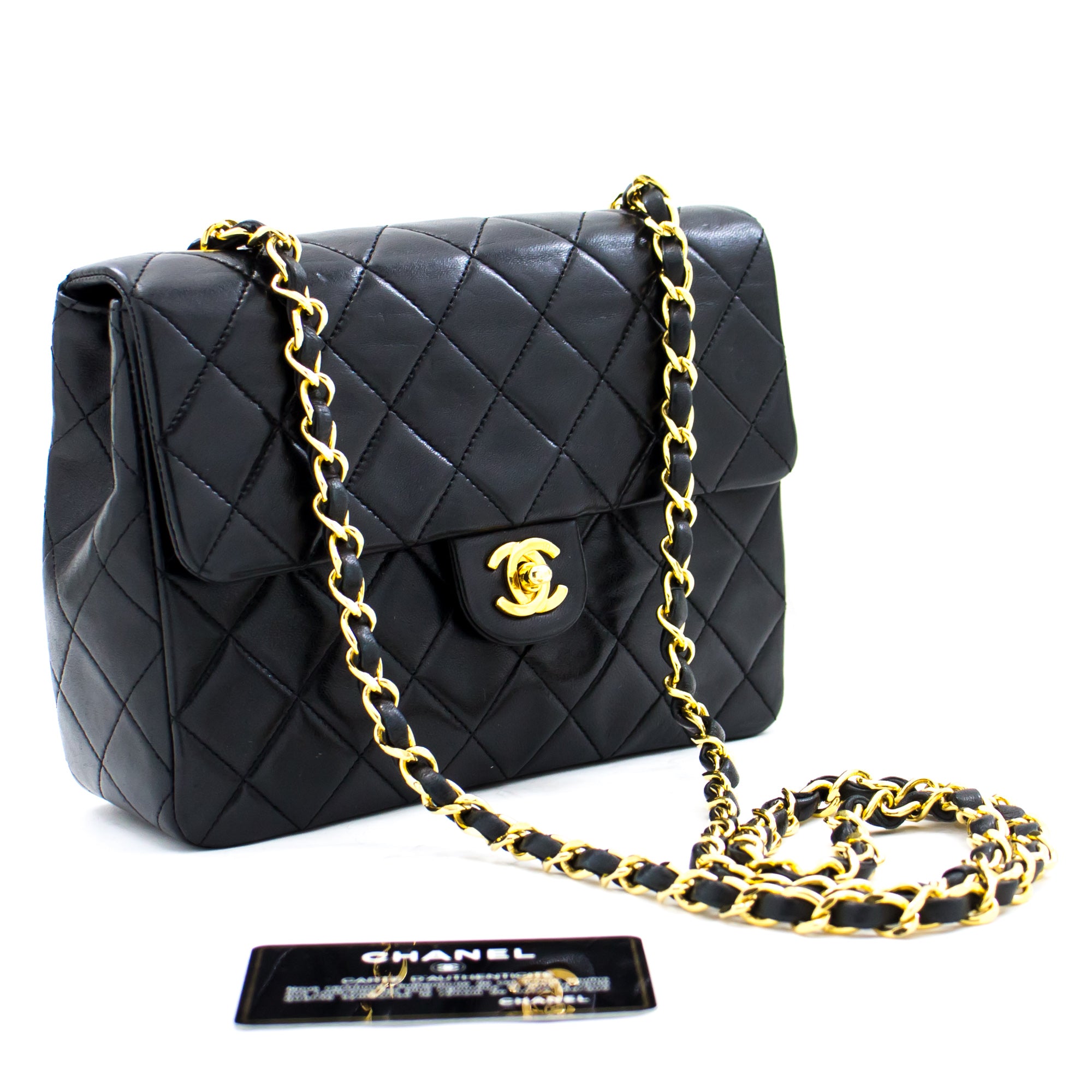 CHANEL Mini Square Small Chain Shoulder Bag Crossbody Black Quilt g15 –  hannari-shop