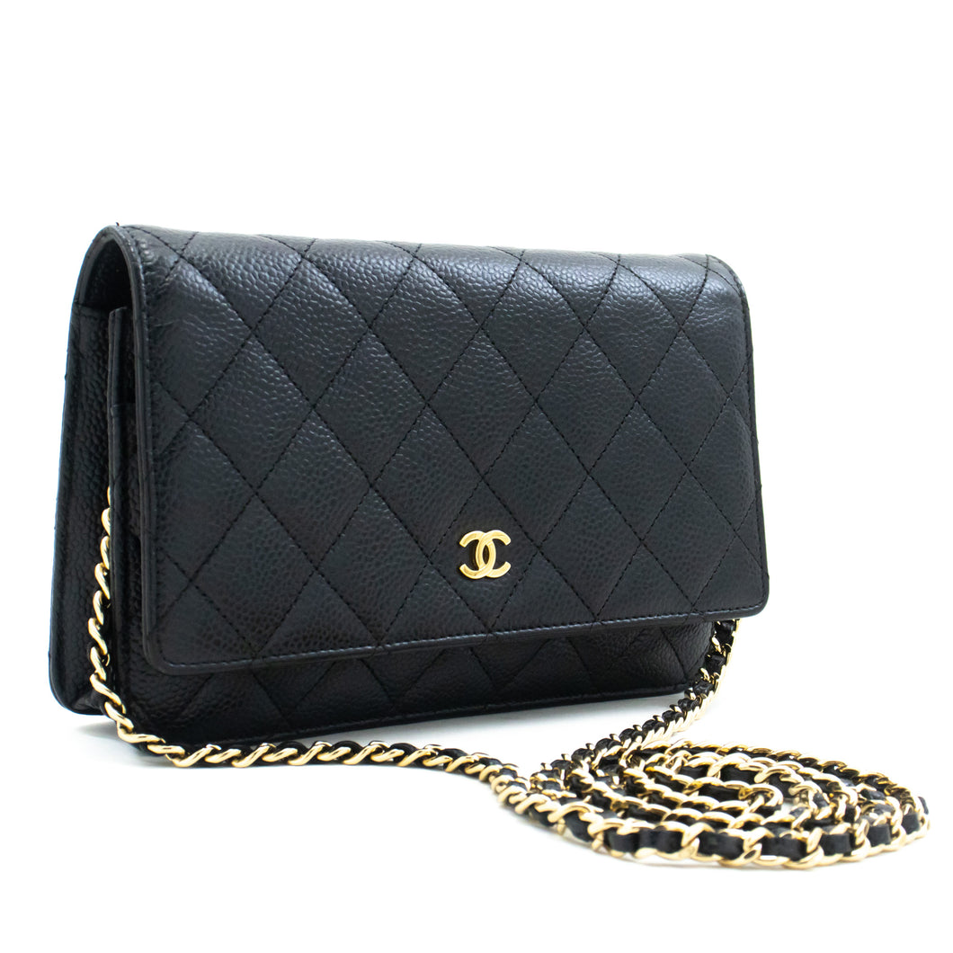 CHANEL Caviar Wallet On Chain WOC Black Shoulder Bag Crossbody m46 hannari-shop