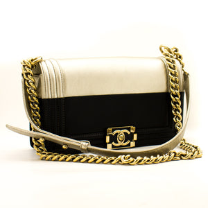 Chanel Crown Flap Bag in Black Calfskin with Antiqued Gold