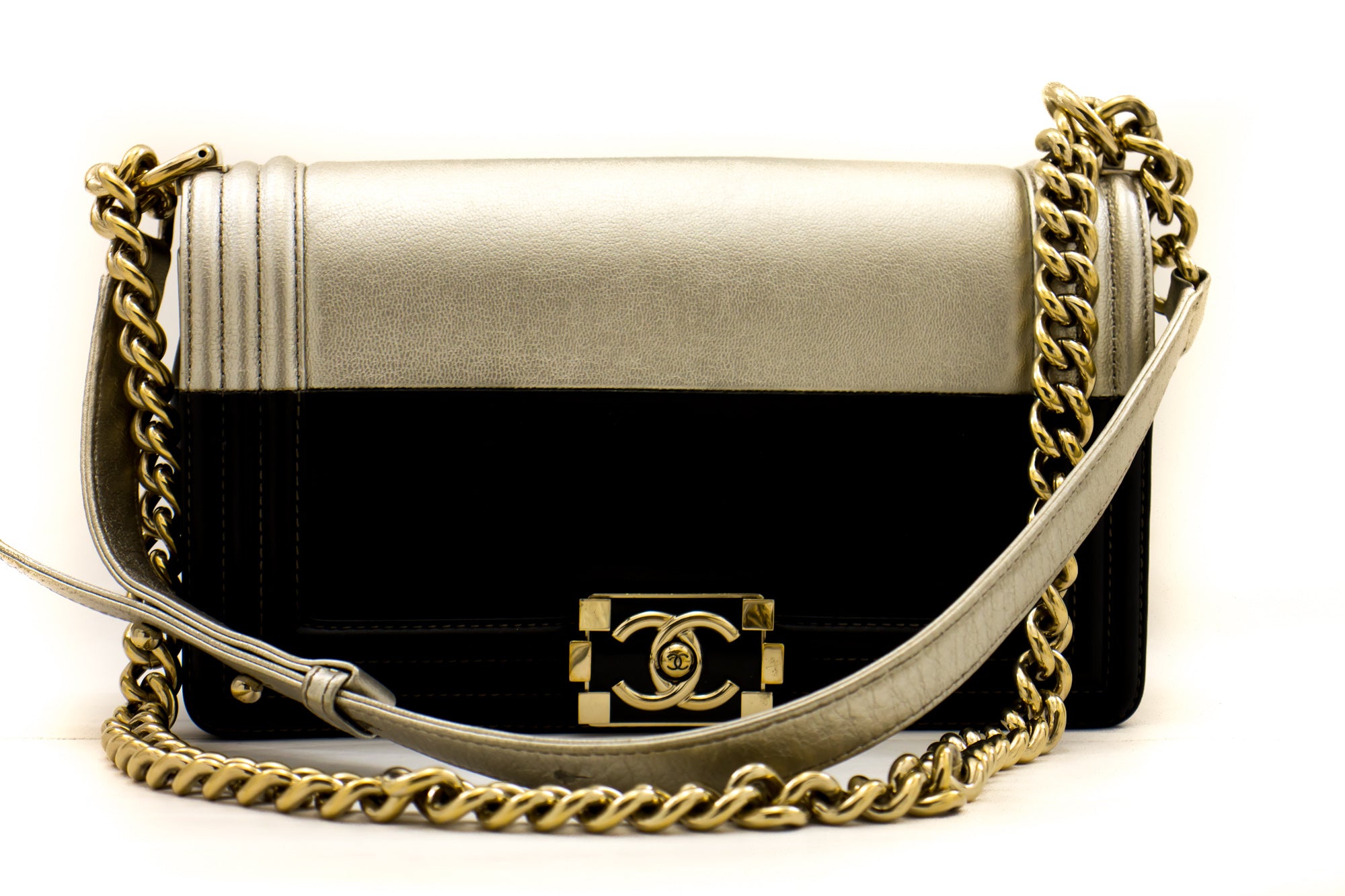 Chanel Classic Flap Two Tone Limited Edition Black and White Lambskin  Leather Bag For Sale at 1stDibs
