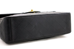 CHANEL Jumbo 13" Maxi 2.55 Flap Chain Shoulder Bag Black Lambskin d68 hannari-shop