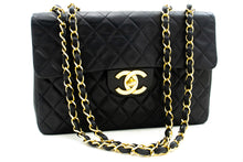 CHANEL Classic Large 13" Flap Chain Shoulder Bag Black Lambskin m36 hannari-shop