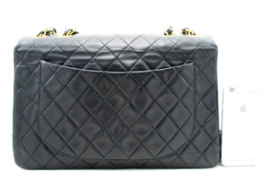 CHANEL Classic Large 13" Flap Chain Shoulder Bag Black Lambskin m36 hannari-shop
