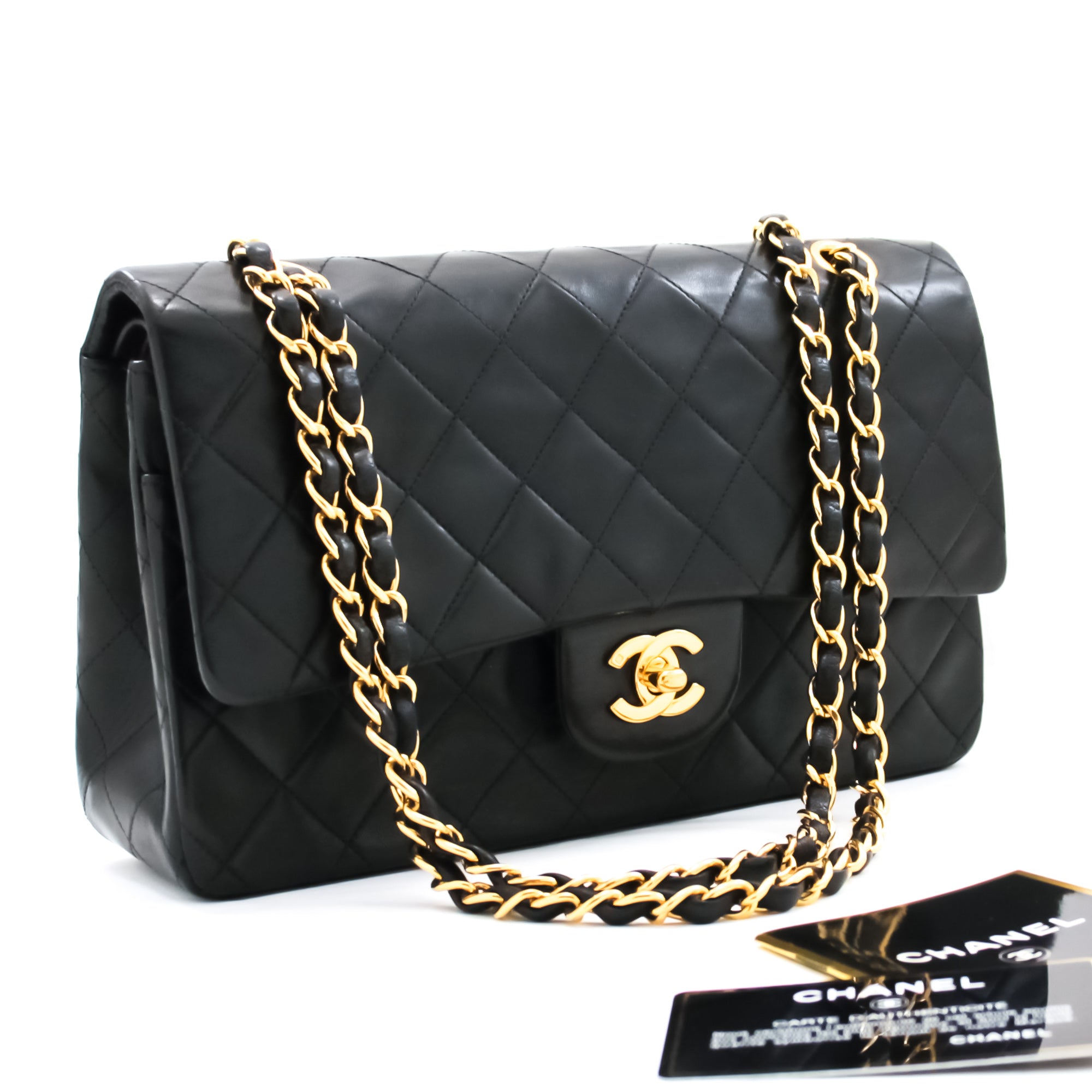Chanel Lambskin Black with Matelasse Gold Chain
