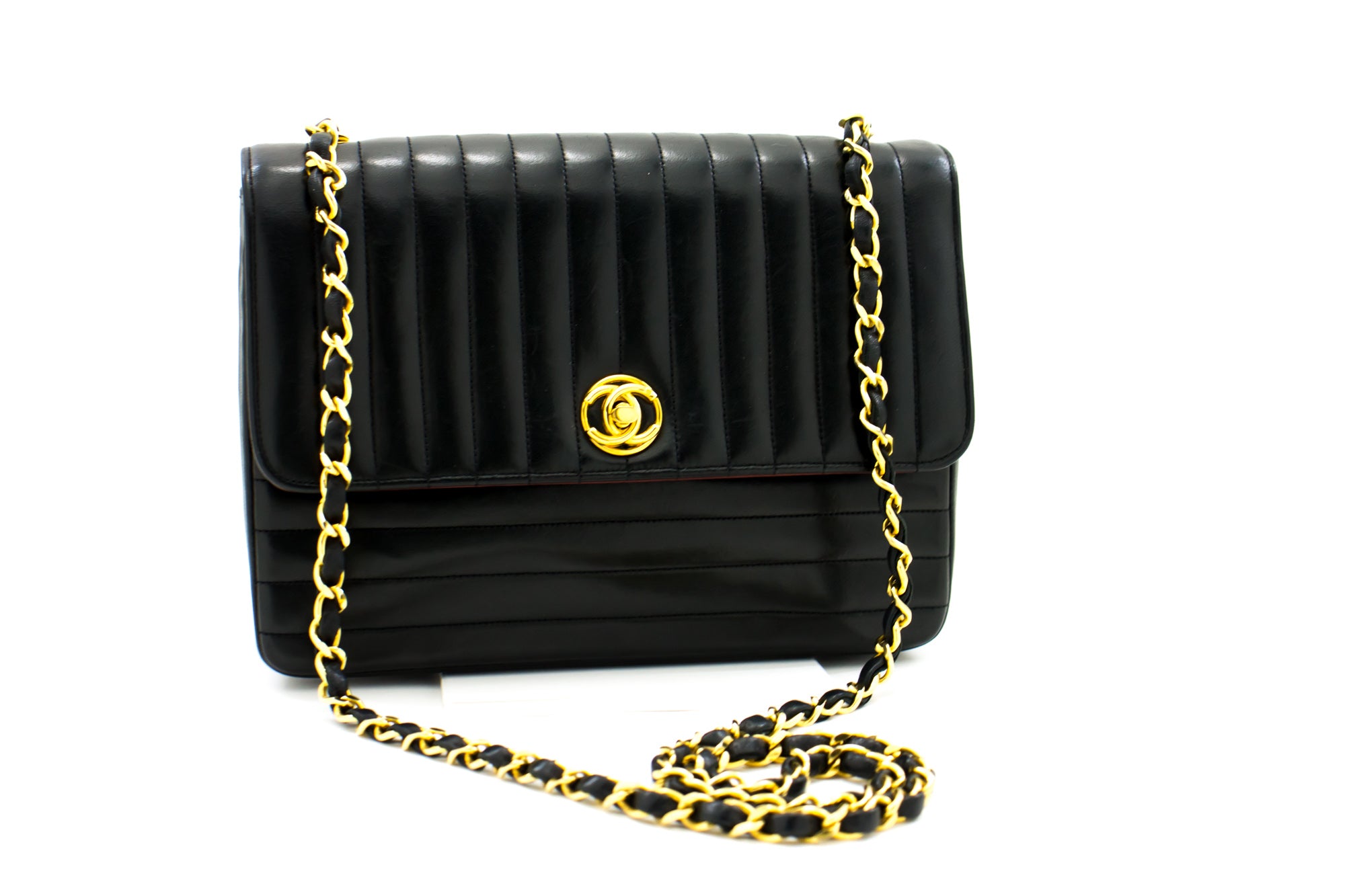 CHANEL Vintage Small Chain Shoulder Bag Crossbody Black Quilted