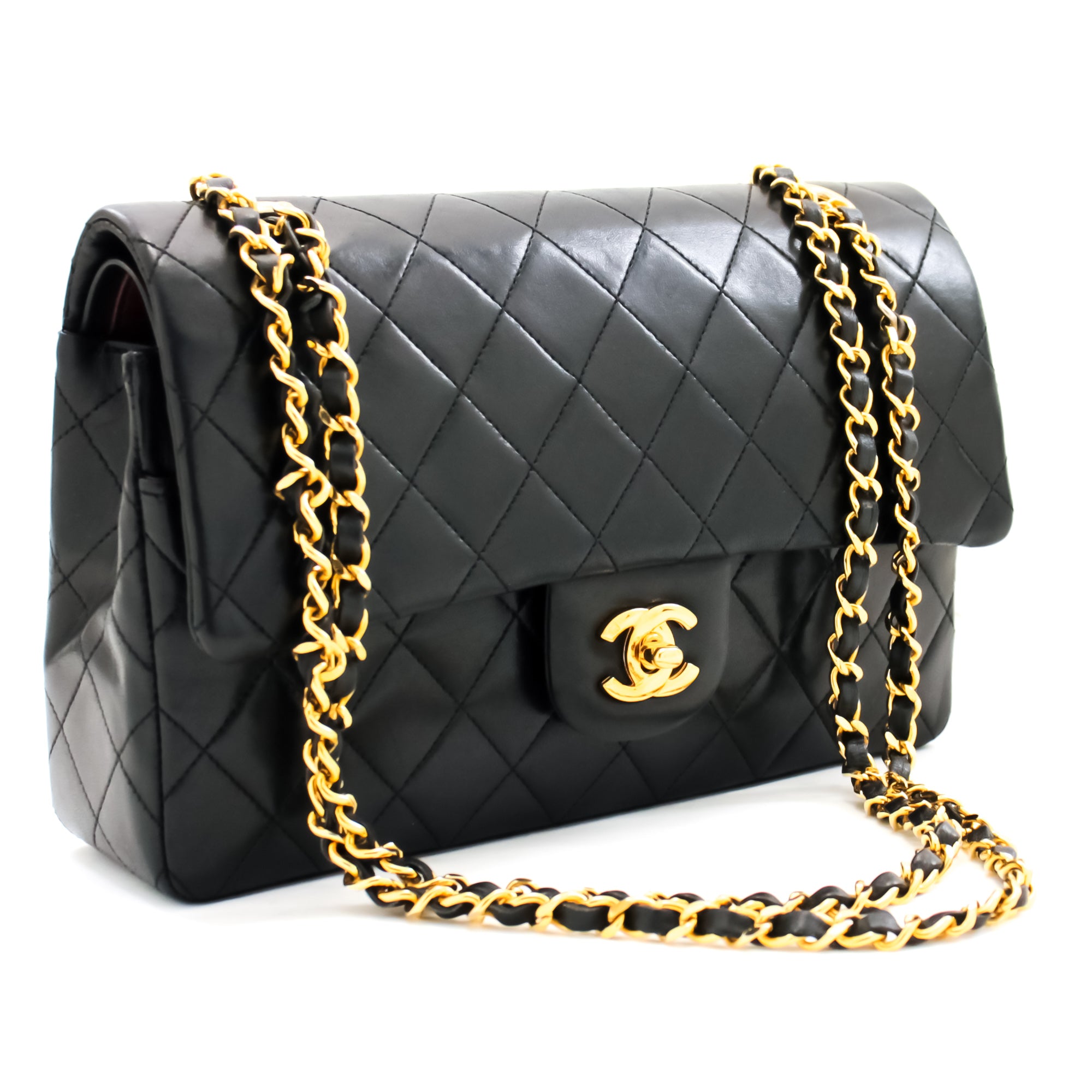 Chanel 2015 Chevron V-Stitch Leather Chain Flap Shoulder Bag i80
